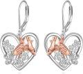 wholesale 925 Sterling Silver & 18K Rose Gold Plated Giraffe Floral Heart Drop Earrings-0-0