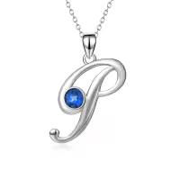 TOUPOP Sterling Silver Birthstone Initial P Letter Pendant Necklaces Jewelry Christmas Valentine Mothers Day Birthday Gifts for Women Teen Girls Her Wife-color_name:P--Put you in my heart