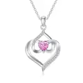 TOUPOP Sterling Silver Pink Opal Pendant Necklace For Women Birthday Mother's Day Gift-0-0