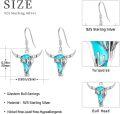 wholesale 925 Sterling Silver Turquoise Longhorn Skull Western Style Drop Earrings for Women GirlsCowboy -0-2