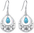 wholesale 925 Sterling Silver & Turquoise Bohemian Teardrop Dangle Earrings for Women-0-0