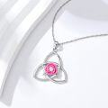 wholesale 925 Sterling Silver Pink Flower Triquetra Pendant Necklace for Women-0-2