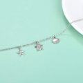 wholesale 925 Sterling Silver Charm Anklet with Starfish and Seashell Charms for Women Girls Beach  (Silver)-0-2