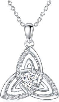 wholesale 925 Sterling Silver with 925 Sterling Silver Gold Plating and Moissanite Triquetra Pendant Necklace for Women-3-Celtic Triquetra Necklace