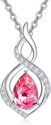 wholesale 925 Sterling Silver Infinity Birthstone Necklace for Women Mom Wife Mother s Day Gift-07 Jul