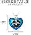 wholesale 925 Sterling Silver Heart-Shaped Blue Crystal Penguins Pendant Necklace Gift for Her-0-5