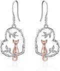 wholesale 925 Sterling Silver 925 Hypoallergenic Cat Tree Branch Dangle Earrings for Women & Girls-0-0
