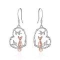 wholesale 925 Sterling Silver 925 Hypoallergenic Cat Tree Branch Dangle Earrings for Women & Girls-0-0