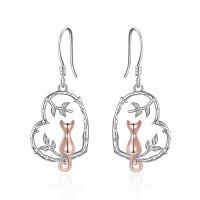 wholesale 925 Sterling Silver 925 Hypoallergenic Cat Tree Branch Dangle Earrings for Women & Girls-cat-Cat