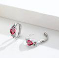 wholesale 925 Sterling Silver Red Crystal Heart Celtic Knot Huggie Hoop Earrings for Women-0-3