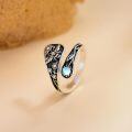wholesale 925 Sterling Silver Blue Moonstone Vintage Adjustable Butterfly Ring-0-4