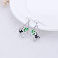 wholesale 925 Sterling Silver Panda Bamboo Leaf Drop Earrings-0-1