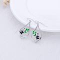 wholesale 925 Sterling Silver Cute Panda Holding Bamboo Earrings-0-1