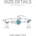 wholesale 925 Sterling Silver Turquoise Sun & Moon Charm Ankle Bracelet for Women Girls-0-3