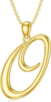 wholesale Sterling Silver 26 Letter Pendant Necklace-Letter O-yellow gold plated