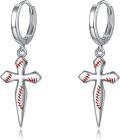 wholesale 925 Sterling Silver Baseball Stitched Cross Drop Dangle Earrings - Irish Fashion s for Women-0-0