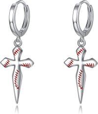 wholesale 925 Sterling Silver Baseball Stitched Cross Drop Dangle Earrings - Irish Fashion s for Women-Baseball Cross