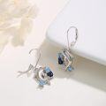 wholesale 925 Sterling Silver 925 Blue Crystal Dolphin Wave Stud Earrings for Women-0-1