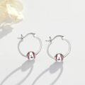 wholesale 925 Sterling Silver Baseball Hoop Earrings for Women Girls Sports s-0-1