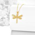 wholesale 14K Gold Filigree Dragonfly Pendant Necklace for Women - Animal Lovers' for Anniversaries & Birthdays-0-2