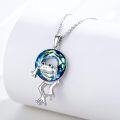 wholesale 925 Sterling Silver Blue Crystal Frog Pendant Necklace-0-1