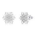 wholesale 925 Sterling Silver Snowflake Earrings With Zirconia Stones Elegant Winter Jewelry-0-0