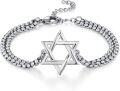 wholesale 925 Sterling Silver  Star of David Charm Bracelet with Chain and Clasp-0-0