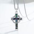wholesale 925 Sterling Silver Labradorite Stone Cross & Crown Of Thorns Pendant Christian Jewelry For Men/Women-0-2