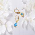 wholesale 14K Gold Blue Fire Opal Teardrop Dangle Lever Back Earrings for Women-0-4