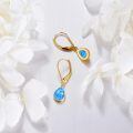 wholesale 14K Gold Blue Fire Opal Teardrop Dangle Lever Back Earrings for Women-0-4