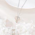 wholesale 925 Sterling Silver Double Heart Infinity Knot Pendant Necklace with Cubic Zirconia Stones for Women-0-2