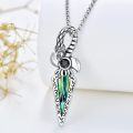 wholesale 925 Sterling Silver Pendant Necklace with Abalone Shell and Black Stone in Gothic Style Sword Design-0-1