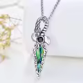 wholesale 925 Sterling Silver Pendant Necklaces Wholesale with Abalone Shell and Black Stone in Gothic Style Sword Design-0-1