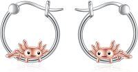 wholesale 925 Sterling Silver Axolotl Charm Hoop Earrings - Adorable Gift for Her-Axolotl