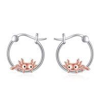 wholesale 925 Sterling Silver Axolotl Charm Hoop Earrings - Adorable Gift for Her-Axolotl