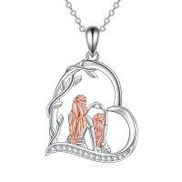wholesale 925 Sterling Silver Mother Daughter Heart Pendant Necklace Two Tone Rose Gold Cz Crystal-Mother Daughter Necklace