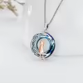 TOUPOP Sterling Silver Blue Crystal Cats On The Moon Pendant Necklace-0-1