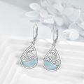 wholesale 925 Sterling Silver Dolphins Larimar Drop Earrings-0-1