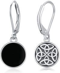 wholesale 925 Sterling Silver Black Onyx Celtic Knot Valknut Viking Drop Earrings-Celtic