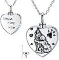 wholesale 925 Sterling Silver Heart Shaped Pet Urn Pendant for Dogs Cats Always in My Heart Memorial Keepsake Jewelry with Funnel and Fill Tool-0-0