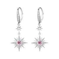 wholesale 925 Sterling Silver Gold-Plated Moonstone & Opal Starburst Leverback Drop Earrings-October (Silver)-October (Silver)