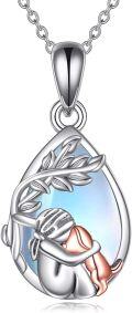 wholesale 925 Sterling Silver Moonstone Dog Pendant Necklace for Women Memorial Gifts Jewelry-0-0