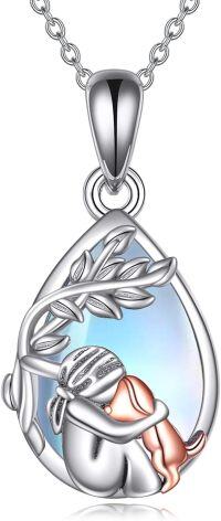 wholesale 925 Sterling Silver Moonstone Dog Pendant Necklace for Women Memorial Gifts Jewelry-Silver-Moonstone Dog Necklace