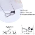 wholesale 925 Sterling Silver Infinity Love with Black Enamel Paw Prints Pendant Necklace for Women Girls  45cm Chain Length-0-3