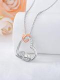 wholesale 925 Sterling Silver Heart Shaped Pendant with Sleeping Lion Charm Necklace-0-4