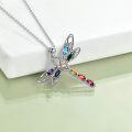 wholesale 925 Sterling Silver Rainbow Crystal Dragonfly Pendant Necklace - Irish Jewelry for Women & Girls-0-4