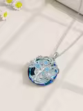 TOUPOP Sterling Silver Aquamarine Tree Of Life Necklace-0-1