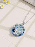 TOUPOP Sterling Silver Aquamarine Tree Of Life Necklace-0-1