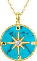 wholesale Jade Compass Necklace 14k Gold Plated Sterling Silver Travel Inspirational Compass Jewelry Graduation Christmas Gifts For Women Mom Wife -0-0