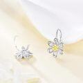 wholesale 925 Sterling Silver Daisy Flower Leverback Dangle Hoop Earrings for Women Christmas Gifts-0-4